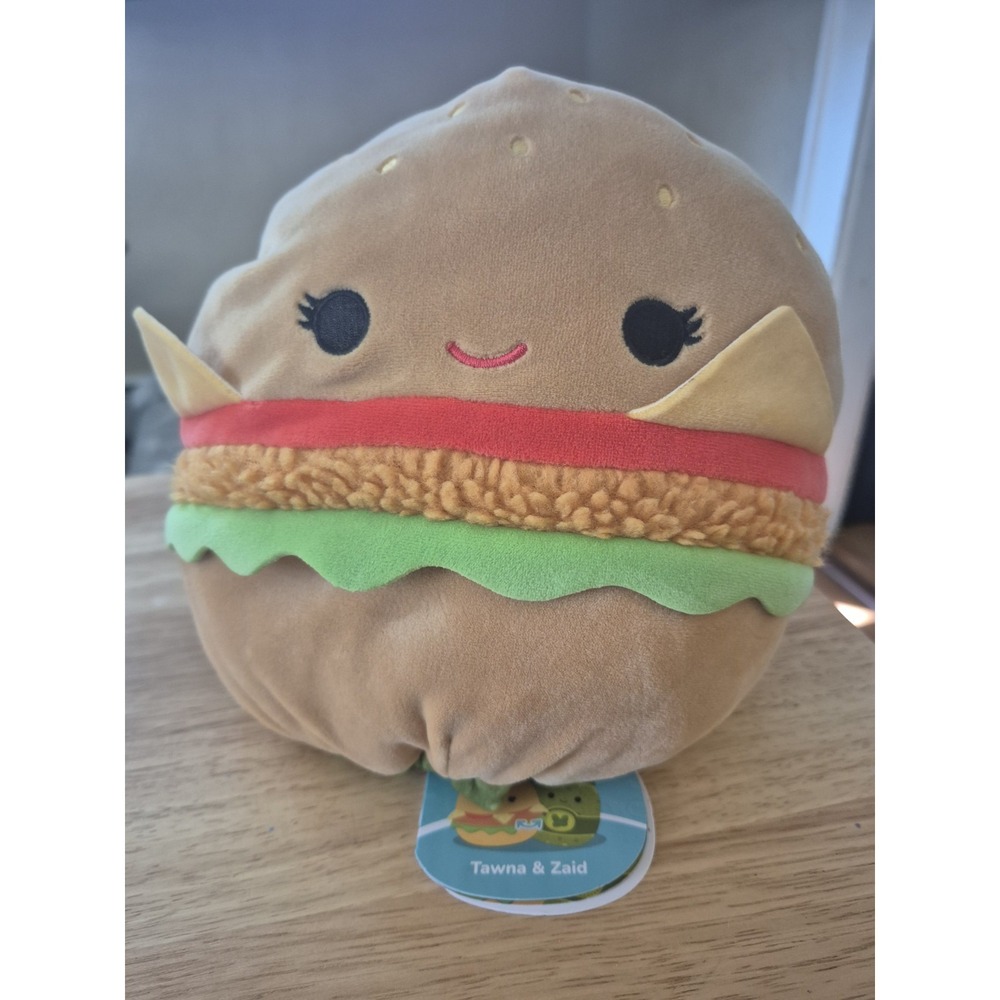 Squishmallows Flip-a-Mallows Tawna & Zaid Reversible Plush Burger Pickle 8in